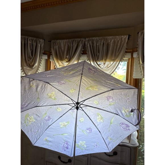 Lavender Floral Print Avon Compact Umbrella With Matching Case - Picture 2 of 11